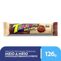 Bolacha Trakinas Recheio Meio Chocolate Branco e Chocolate 1