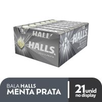 Bala Halls Menta Prata Caixa Com 21 Unidades De 28g