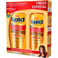 Shampoo Niely Gold Queratina Reparacao 300ml + Condicionador Queratina Reparacao 200ml
