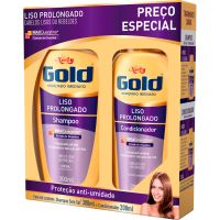 Shampoo Niely Gold Liso Prolongado 300ml + Condicionador Liso Prolongado 200ml