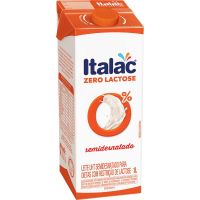Leite Uht Italac Semi Desnatado Zero Lactose 1l